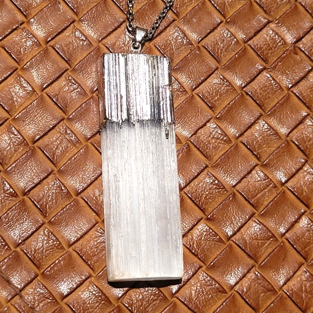 Genuine Selenite Stainless Steel Necklace